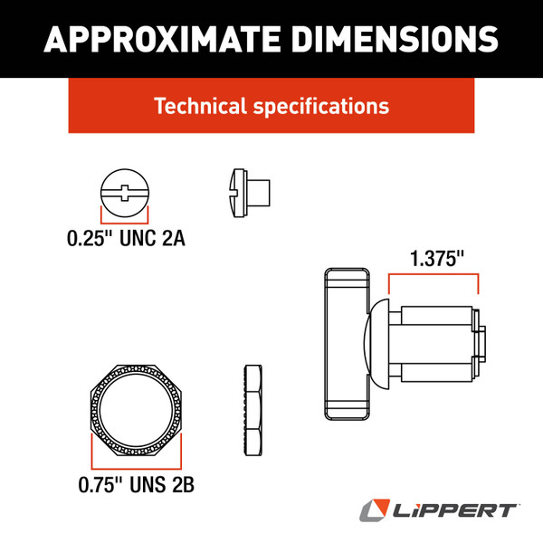 Lippert RV Baggage Door Turn Latch - 1-3/8" #213117
