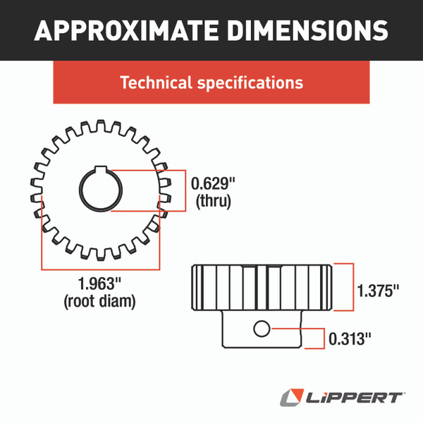 Lippert RV Slide-Out 26-Tooth Crown Gear - 12 DP/14.5 PA #116658