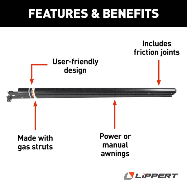Solera 69" Standard Flat Awning Support Arm Assembly - Black #281154