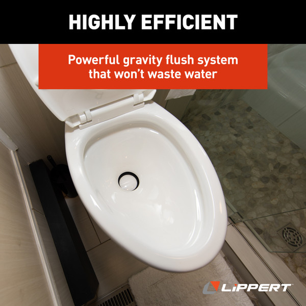 LIPPERT Flow Max RV Toilet -Elongated Ceramic Bowl