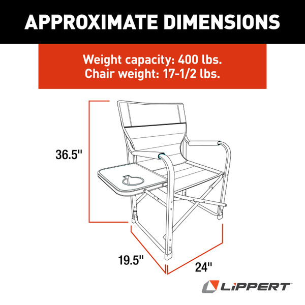 Lippert Scout Plus Director Chair with Side Table - Sand