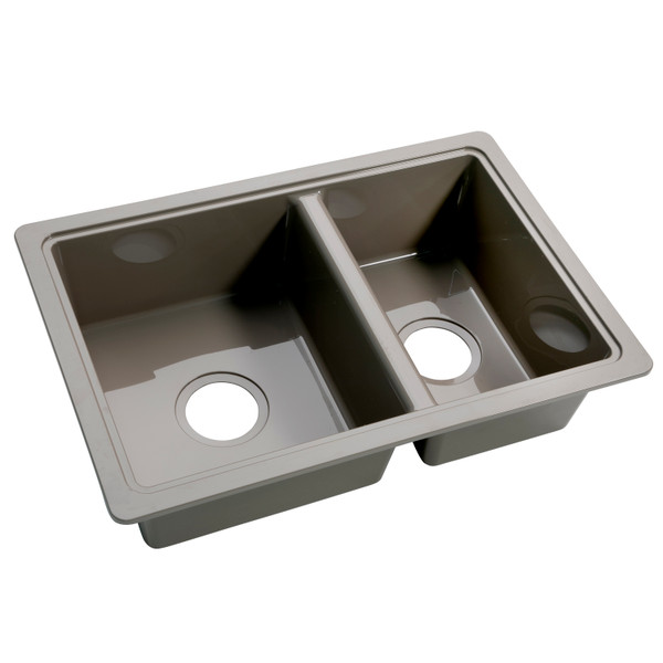Lippert RV Double Kitchen Galley Sink - 25" x 17" x 6.6" Stainless Steel Color ABS Plastic