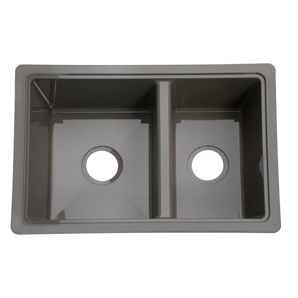 Lippert RV Double Kitchen Galley Sink - 25" x 17" x 6.6" Stainless Steel Color ABS Plastic