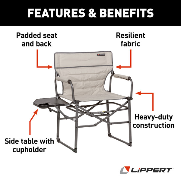 Lippert Scout XL Director Chair with Side Table - Sand