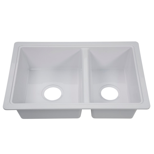 Lippert RV Double Kitchen Galley Sink - 25" x 17" x 6.6" White ABS Plastic - Lippert