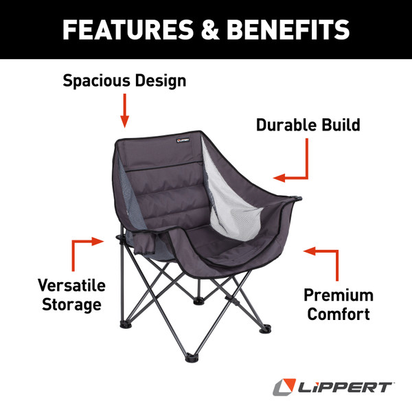 Lippert Campfire Folding Chair - Dark Grey