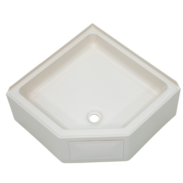 Lippert Corner RV Shower Pan with Center Drain - 27" x 27" Parchment #298087 - Lippert