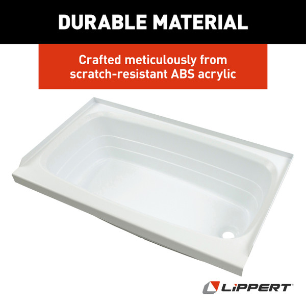 Lippert Bathtub with Left Drain - 24" x 46", White #W2446LHSPK