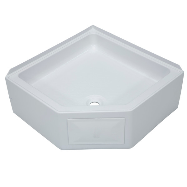 Lippert Corner RV Shower Pan with Center Drain - 27" x 27" White #325246