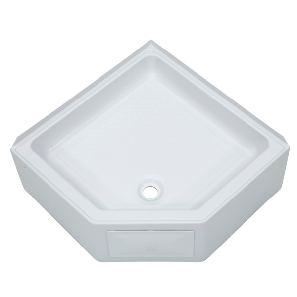 Lippert Corner RV Shower Pan with Center Drain - 27" x 27" White #325246 - Lippert