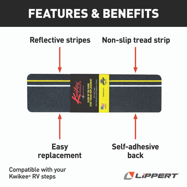 LIPPERT Kwikee Glow-in-the-Dark Tread Step; 6" x 21"