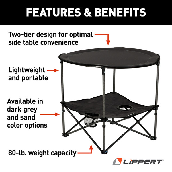 Lippert Two-Tier Folding Camping Table - Dark Grey #2023053720