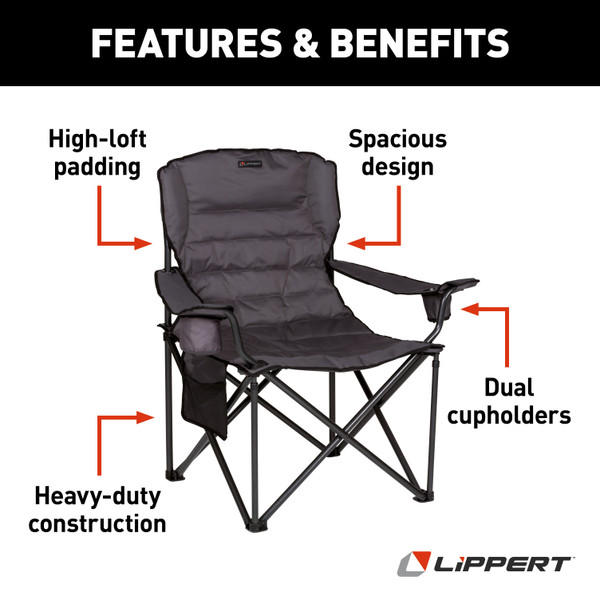 Lippert Campfire Deluxe Folding Chair - Dark Grey #2022114828