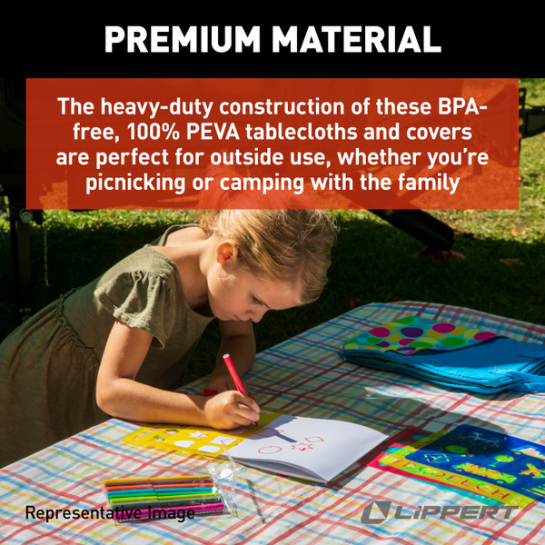 Lippert Vinyl Tablecloth with Bench Covers - Camping Patchwork #2022107835