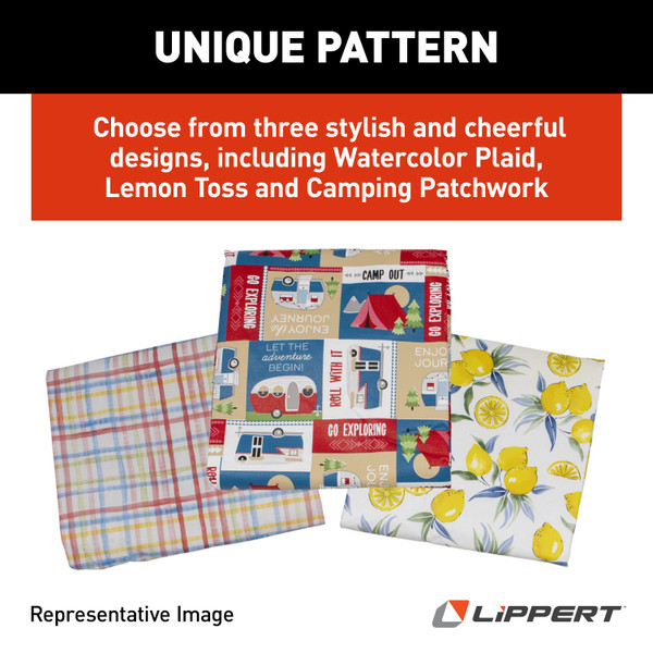 Lippert Vinyl Tablecloth with Bench Covers - Camping Patchwork #2022107835