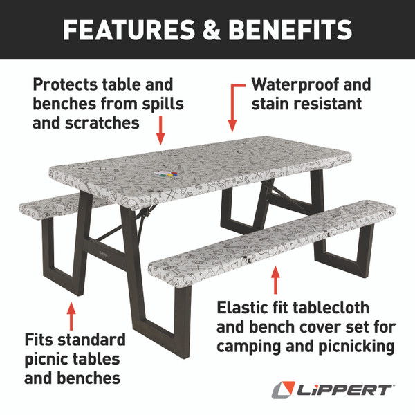 Lippert Vinyl Tablecloth with Bench Covers - Color Escape #2023051696
