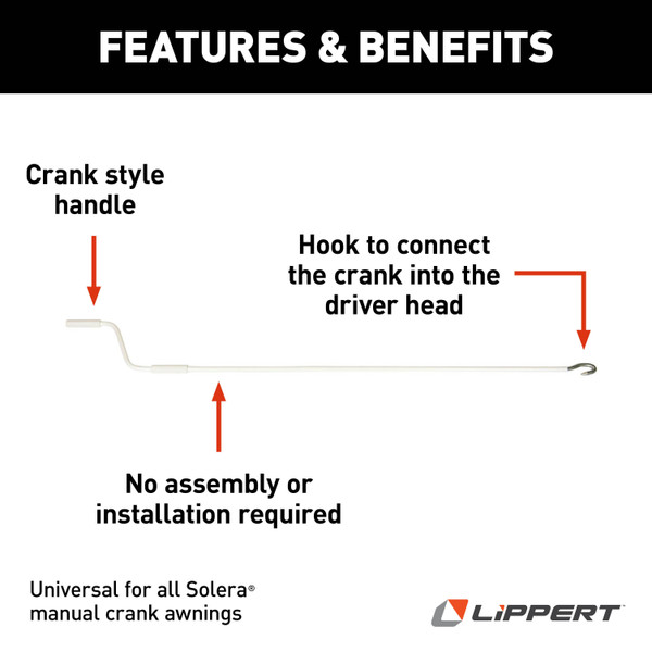 Solera Manual Crank Style Awning Hook And Crank Rod - White #300030