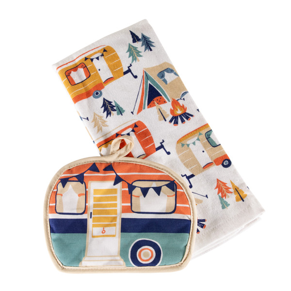 Lippert Kitchen Towel & Potholder Set - Camp Print, 2 Pieces #2023051697 - Lippert
