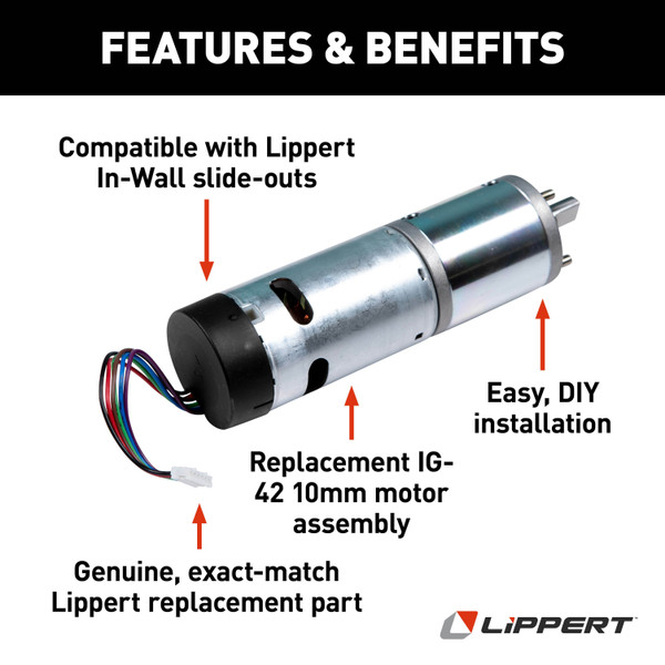 Lippert Replacement IG-42 10-Millimeter In-Wall RV Slide-Out Motor Assembly #236575