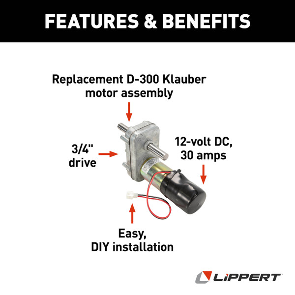 Lippert Replacement Klauber Through-Frame RV Slide-Out D-300 Motor #K01285D300