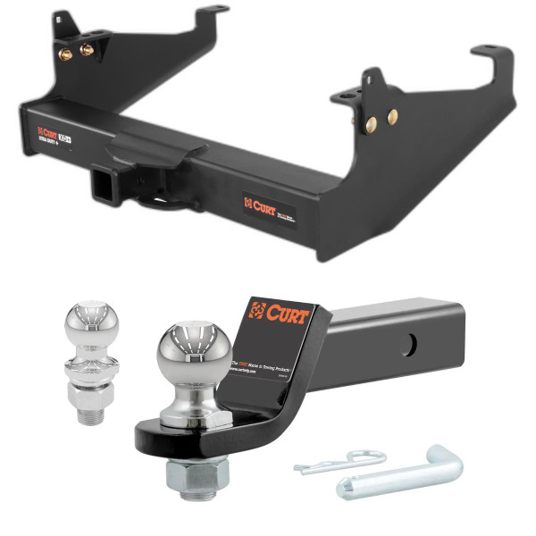 1999-2020 Ford F-350 Super Duty Cab & Chassis with 34 In. Frame Xtra Duty CURT Class 5 Trailer Hitch, 2" Receiver + 2" Ball + 1-7/8" Ball Kit - CURT