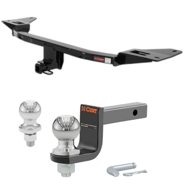 2010-2019 Ford Taurus All Class 2 Trailer Hitch, 1-1/4" Receiver + 2" Ball + 1-7/8" Ball Kit - CURT