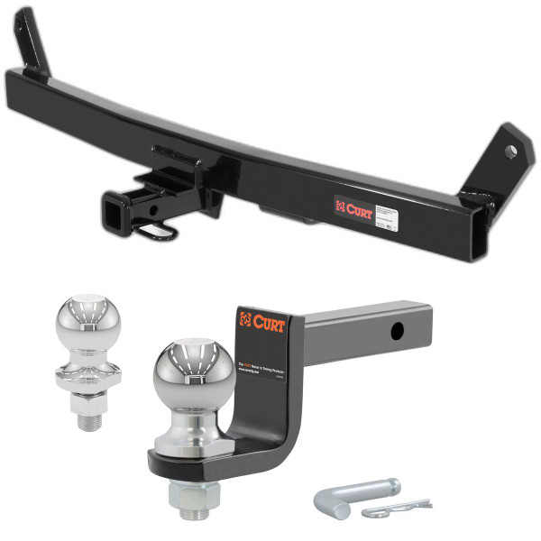 1998-2000 Volvo S70 Sedan Class 2 Trailer Hitch, 1-1/4" Receiver + 2" Ball + 1-7/8" Ball Kit - CURT