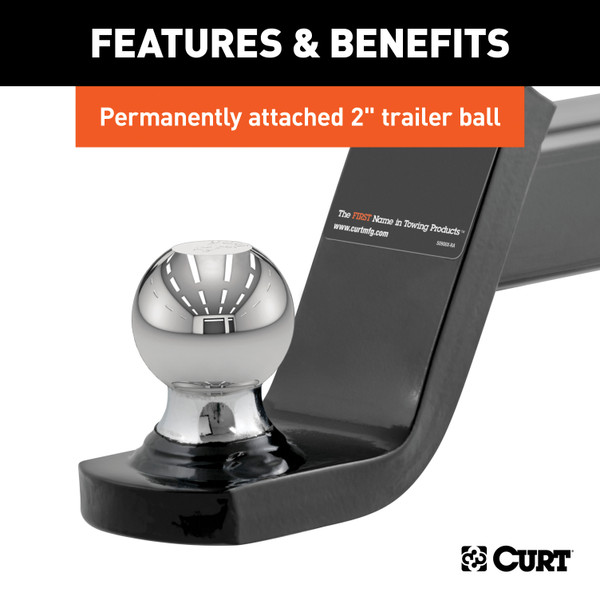 CURT Towing Starter Kit with 2" Ball (2" Shank, 7,500 lbss, 4" Drop) Trailer Hitch Ball Mount