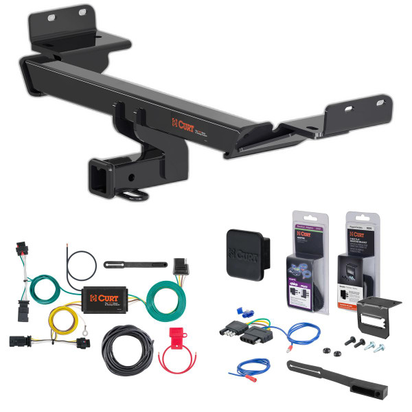 2017 Jeep Compass Built in Mexico Curt 2" Class 3 Trailer Tow Hitch + 5-Flat Wiring Kit Tow Boat/Utility Trailer with Surge Brakes 13363 - CURT