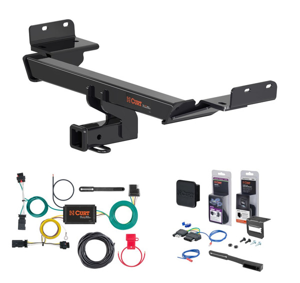 2018 - 2021 Jeep Compass Curt 2" Class 3 Trailer Tow Hitch + 5-Flat Wiring Kit Tow Boat/Utility Trailer with Surge Brakes 13363 - CURT