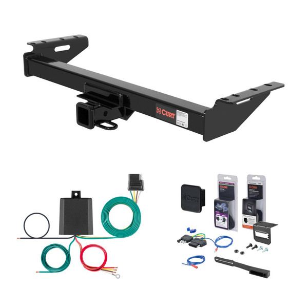 1984 - 1996 Jeep Cherokee Curt 2" Class 3 Trailer Tow Hitch + 5-Flat Wiring Kit Tow Boat/Utility Trailer with Surge Brakes 13084 - CURT