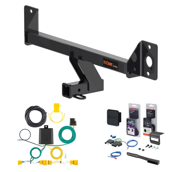 2021 - 2022 Mercedes-Benz GLC300 Excluding factory receiver Curt 2" Class 3 Trailer Tow Hitch + 5-Flat Wiring Kit Tow Boat/Utility Trailer with Surge Brakes 13477 - CURT