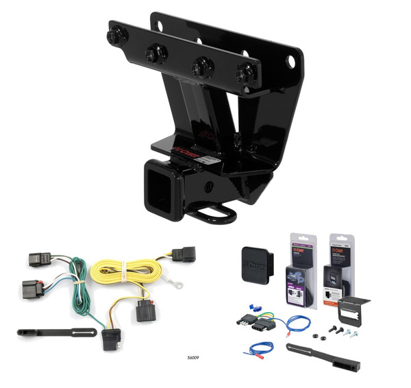 2007 - 2010 Jeep Grand Cherokee Excluding SRT8 Curt 2" Class 3 Trailer Tow Hitch + 5-Flat Wiring Kit Tow Boat/Utility Trailer with Surge Brakes 13251 - CURT