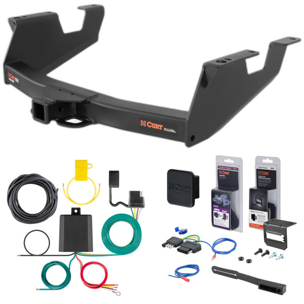 11 - 12 Chevrolet Silverado 2500 HD 8' bed, box delete Curt 2" Class 5 Trailer Tow Hitch + 5-Flat Wiring Kit Tow Boat/Utility Trailer with Surge Brakes 15363 - CURT