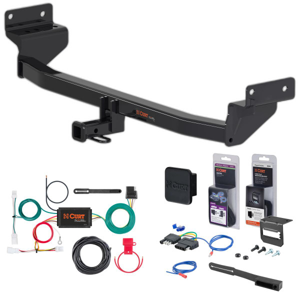 17 - 22 Kia Niro Excluding plug-in and EV models Curt 1-1/4" Class 2 Trailer Tow Hitch + 5-Flat Wiring Kit Tow Boat/Utility Trailer with Surge Brakes 12171 - CURT