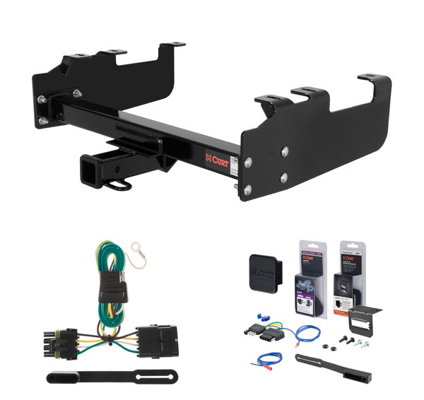 1988 - 2000 GMC K3500 With 10" step bumper Curt 2" Class 3 Trailer Tow Hitch + 5-Flat Wiring Kit Tow Boat/Utility Trailer with Surge Brakes 13099 - CURT