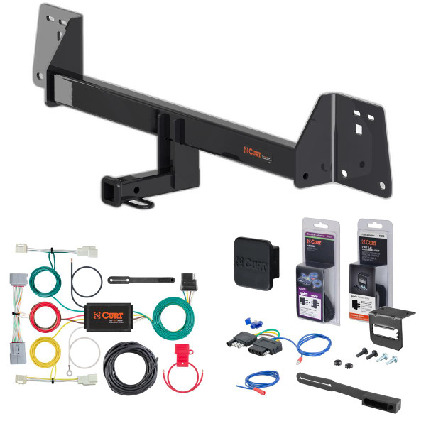 19 - 22 Toyota Prius AWD-e Curt 1-1/4" Class 1 Trailer Tow Hitch + 5-Flat Wiring Kit Tow Boat/Utility Trailer with Surge Brakes 11473 - CURT