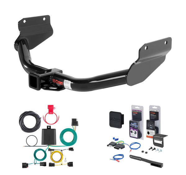 2014 - 2021 Jeep Grand Cherokee Excluding SRT, SRT8 or Trackhawk Curt 2" Class 3 Trailer Tow Hitch + 5-Flat Wiring Kit Tow Boat/Utility Trailer with Surge Brakes 13182 - CURT