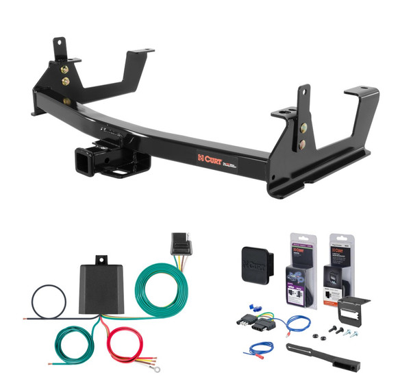 2015 - 2019 Chevrolet Silverado 2500 HD 8' bed, excluding factory receiver, Tommy Gate lift or cab & chassis Curt 2" Class 4 Trailer Tow Hitch + 5-Flat Wiring Kit Tow Boat/Utility Trailer with Surge Brakes 14010 - CURT