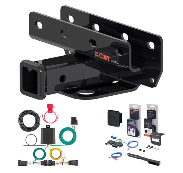 2018 - 2026 Jeep Wrangler JL, excluding diesel Curt 2" Class 3 Trailer Tow Hitch + 5-Flat Wiring Kit Tow Boat/Utility Trailer with Surge Brakes 13392 - CURT