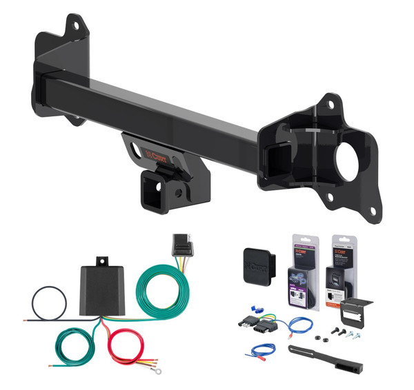 2023 Tesla Y Curt 2" Class 3 Trailer Tow Hitch + 5-Flat Wiring Kit Tow Boat/Utility Trailer with Surge Brakes 13598 - CURT
