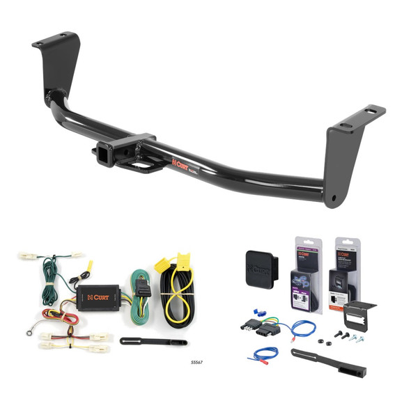 2014 - 2019 Toyota Corolla Sedan Curt 1-1/4" Class 1 Trailer Tow Hitch + 5-Flat Wiring Kit Tow Boat/Utility Trailer with Surge Brakes 11265 - CURT