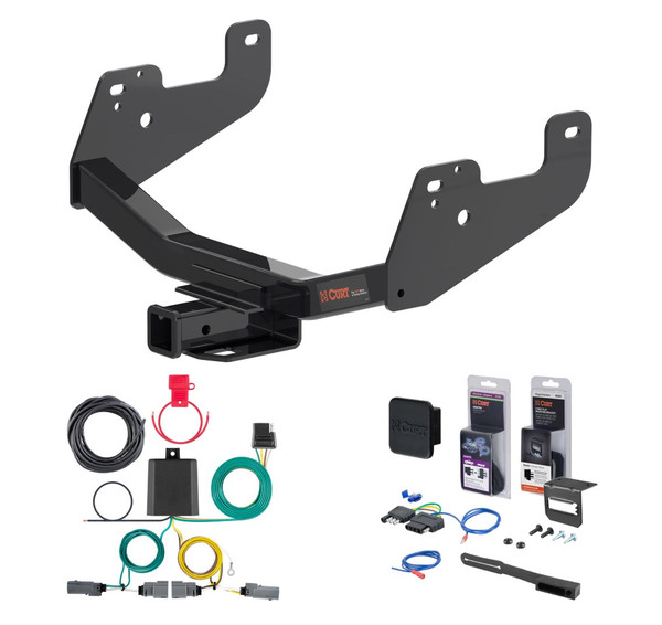 2015 - 2026 Ford F-150 w/o LED Tailights + With factory receiver Curt 2" Class 4 Trailer Tow Hitch + 4-way Wiring Kit Tow Boat/Utility Trailer with Surge Brakes 14021 - CURT