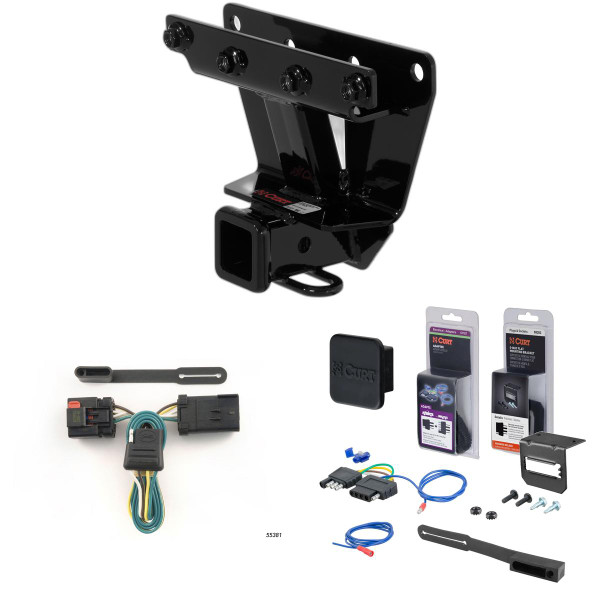 05 - 10 Jeep Grand Cherokee Excluding SRT8 Curt 2" Class 3 Trailer Tow Hitch + 5-Flat Wiring Kit Tow Boat/Utility Trailer with Surge Brakes 13251 - CURT