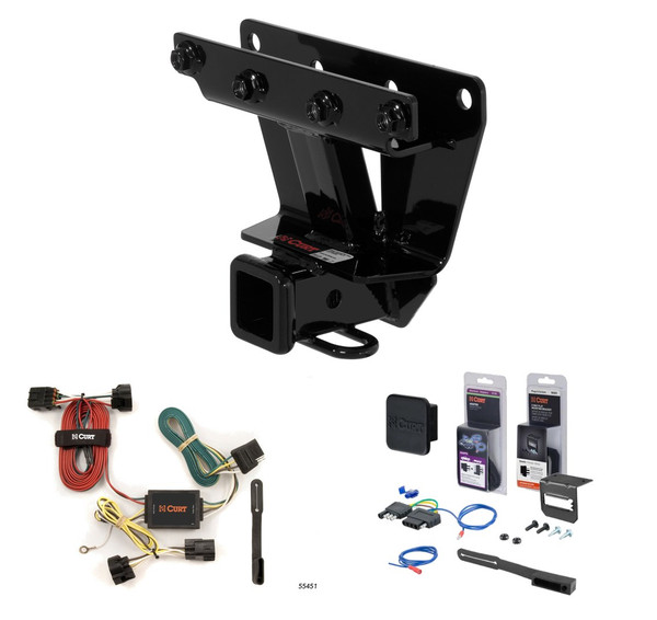 2005 - 2006 Jeep Grand Cherokee Excluding SRT8 Curt 2" Class 3 Trailer Tow Hitch + 5-Flat Wiring Kit Tow Boat/Utility Trailer with Surge Brakes 13251 - CURT