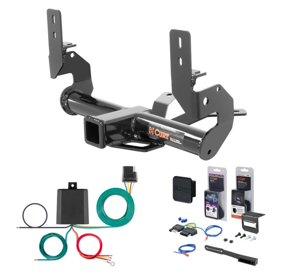 2009 - 2012 Audi Q5 Excluding hybrid Curt 2" Class 3 Trailer Tow Hitch + 5-Flat Wiring Kit Tow Boat/Utility Trailer with Surge Brakes 13136 - CURT