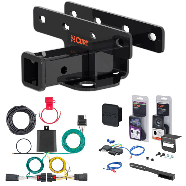 20 - 24 Jeep Wrangler JL, diesel Curt 2" Class 3 Trailer Tow Hitch + 5-Flat Wiring Kit Tow Boat/Utility Trailer with Surge Brakes 13564 - CURT