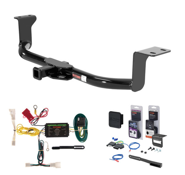 2012 - 2015 Toyota Pruis Plug-In Curt 1-1/4" Class 1 Trailer Tow Hitch + 5-Flat Wiring Kit Tow Boat/Utility Trailer with Surge Brakes 11276 - CURT