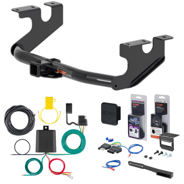 18 - 24 Alfa Romeo Stelvio Excluding Quadrifoglio Curt 2" Class 3 Trailer Tow Hitch + 5-Flat Wiring Kit Tow Boat/Utility Trailer with Surge Brakes 13391 - CURT