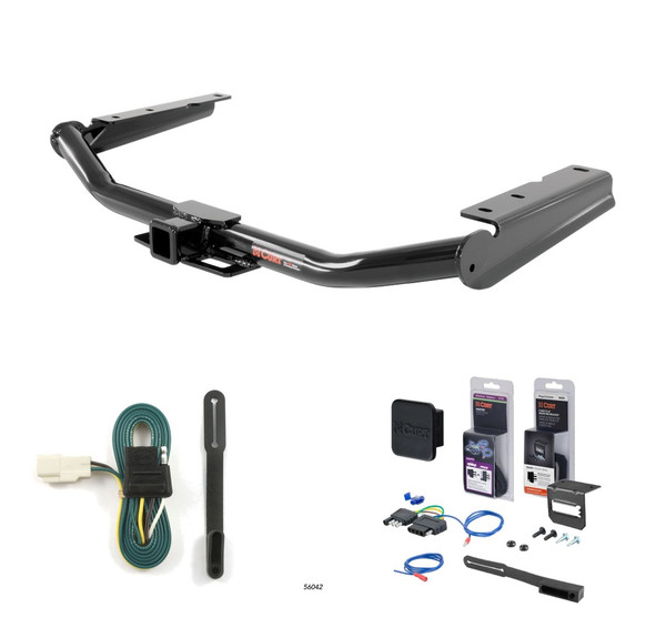 2014 - 2019 Toyota Highlander Curt 2" Class 3 Trailer Tow Hitch + 5-Flat Wiring Kit Tow Boat/Utility Trailer with Surge Brakes 13200-7 - CURT